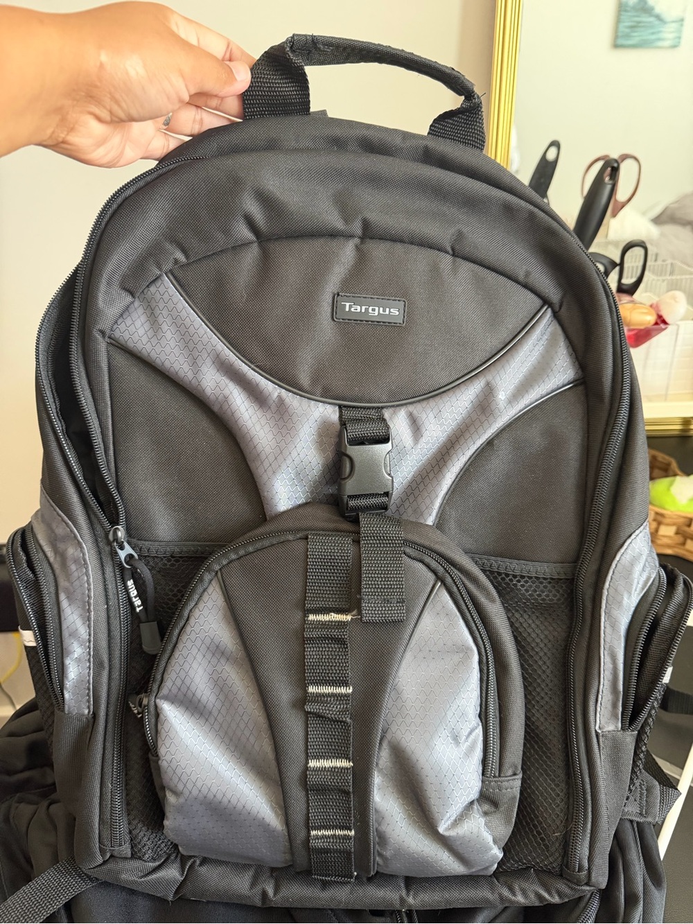 Targus Black and Gray Laptop Backpack with Front Organizer Pocket